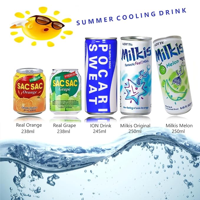 FRKR Korean 10 Drinks Assortment Gift Box [Chilsung Cider/Mikis/Demisoda/Banana Milk/McCOL/MoguMogu/2%/SacSac/Etc.] Soft Drinks + Real Fruit Drinks + Energy Drinks