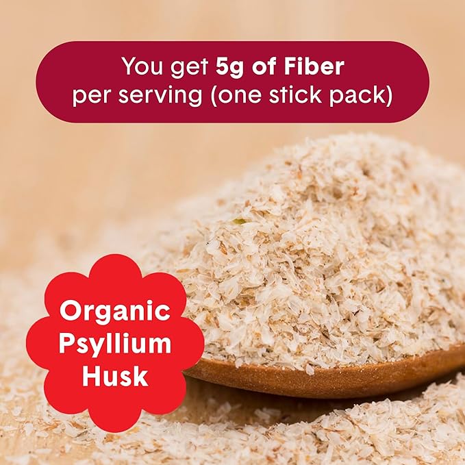 Bellway Super Fiber Packets + Fruit Sugar Free Organic Psyllium Husk Powder Fiber Supplement to Go for Regularity Bloating Relief &amp Digestive Health Plant-Based Raspberry Lemon (20 Packets)