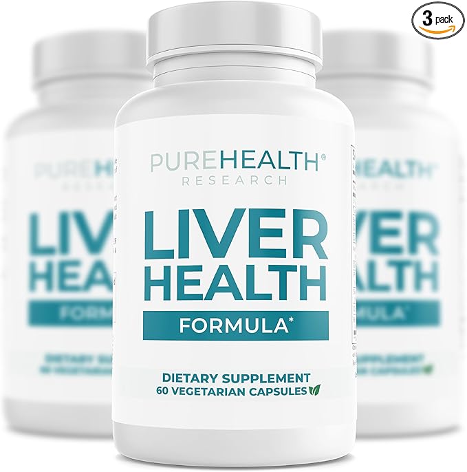 PUREHEALTH RESEARCH Liver Health Detox and Cleanse Supplement - Herbal Blend for Women &amp Men with Artichoke Extract Milk Thistle and Dandelion - Liver Support Supplement - 180 Capsules