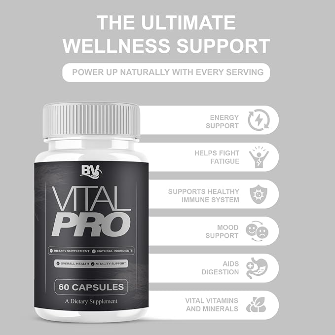 BLUE VIBE Vital Pro Capsules Premium Wellness &amp Advanced Health Management Supplement Pills Maximum Strength Daily Health &amp Overall Wellness Support 3 Pack - 180 Capsules