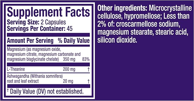 ZzzQuil Pure Zzzs +Magnesium Capsules L-Theanine and Magnesium Sleep Aid 4-in-1 Magnesium: Citrate Bisglycinate Oxide and Carbonate Sleep Aids for Adults 90 Sleep Capsules