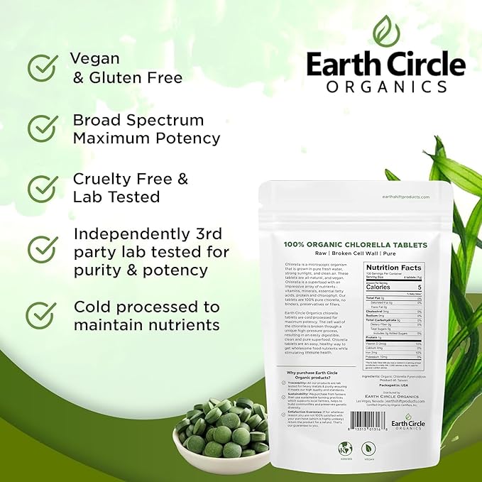 Organic Chlorella Tablets 400 Count | High Potency Chlorophyll Supplement | Pure Chlorella Pyrenoidosa | Broken Cell Wall for Maximum Absorption | Vegan Kosher Non-GMO Superfood - Pack of 3