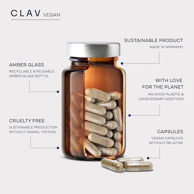 CLAV® Siberian Ginseng - 900mg Eleuthero Root Powder - Energy Supplement - Reduction of Tiredness &amp Fatigue - 60 Ginseng Capsules - Made in Germany