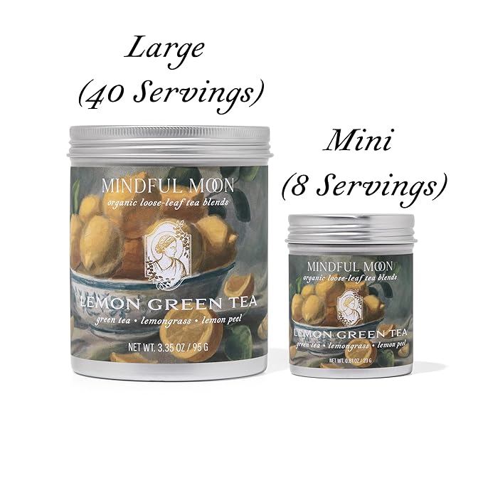 Lemon Green Tea by Mindful Moon – Energizing Green Tea with Zesty Lemon Peel &amp Lemongrass – Caffeinated Loose Leaf (Large)