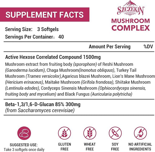 1500mg Liposomal Active Hexose Correlated Supplement120 Soft Gels Beta-Glucans with Natural Mushroom Extract Immune System Liver Function Maintain T-Cell &amp Killer Cell Activity