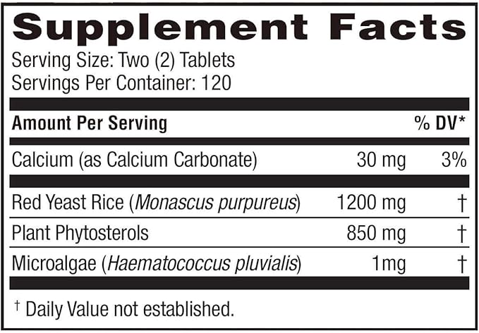 Weider Red Yeast Rice Plus 2-Pack with Phytosterols 1200 mg per 2 Tablets (240 Tablets X 2)