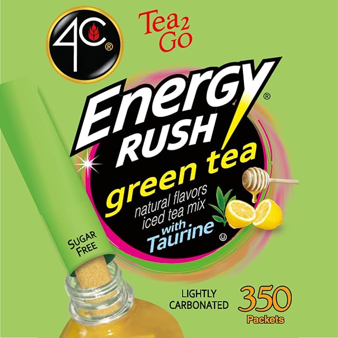 4C Powder Energy Rush Stix Energy Rush - Green Tea 350 Count Bulk Buy Singles Stix On the Go Refreshing Water Flavorings Value Pack