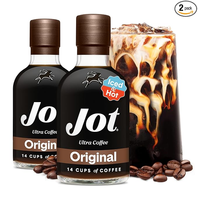 Jot Coffee Concentrate (Original) High Caffeine Cold Brew Coffee Concentrate Liquid for Iced Coffees Instant Espresso Hot or Cold Instant Coffees - Makes 14 Cups 150mg Caffeine/Tbsp Sugar Free