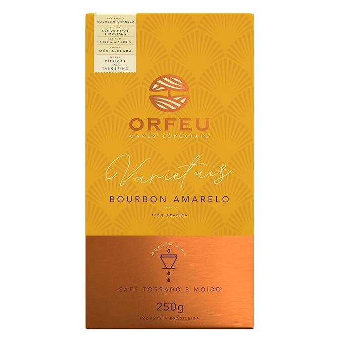 ORFEU - Special Coffee Yellow Bourbon - 100% Arabica Coffee Medium-Light Roast Ground &amp Roasted Made In Brazil Aroma of Citrus Fruits Accentuated Acidity - 250g (8.8oz)
