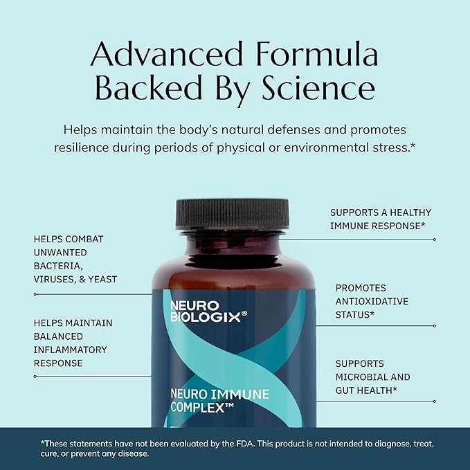 Neurobiologix Neuro-Immune Infection Control Monolaurin &amp L Lysine with Elderberry Olive Leaf Cinnamon Bark &amp Grape Seed Daily Immune Support for Men Women &amp Kids Gluten Free 120 Ca