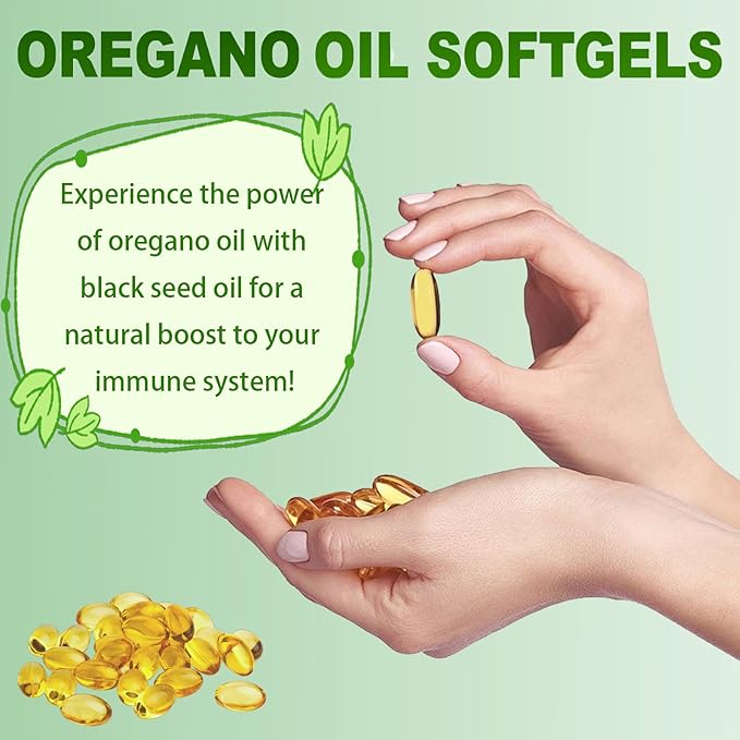 Oil of Oregano with Black Seed Oil 2 in 1 Organic Oregano Capsules for Immune Support &amp Overall Wellness Non-GMO Gluten Free 300 Softgel