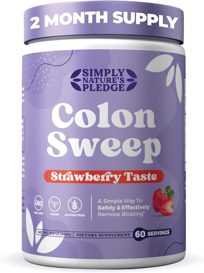 ColonSweep Psyllium Husk Powder Colon Cleanser - Vegan Gluten Free Fiber Supplement - Safe Colon Cleanse for Constipation Relief Bloating Relief &amp Gut Health -16 OZ (60 Servings)