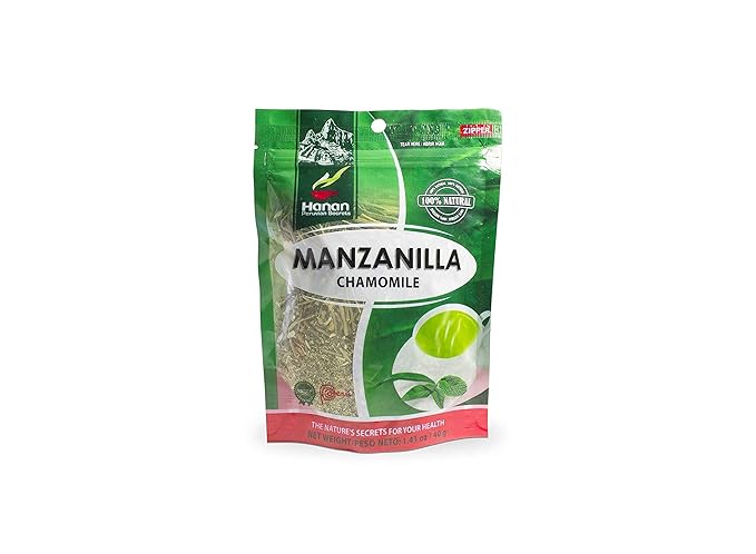 Hanan Peruvian Secrets Manzanilla Herbal Tea | 100% Natural Chamomile | 1.41oz / 40g Loose Leaf Bag | Aids in Digestion and Naturally Promotes Relaxation to Relieve Occasional Stress - 6 Pack