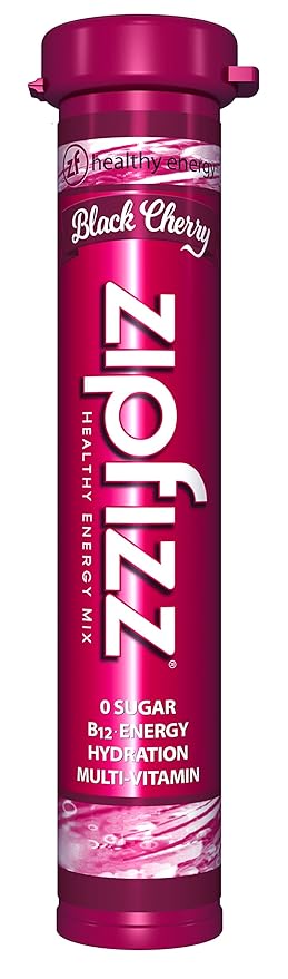 Zipfizz Energy Drink Mix Electrolyte Hydration Powder with B12 and Multi Vitamin Black Cherry 20 Count (Pack of 2)