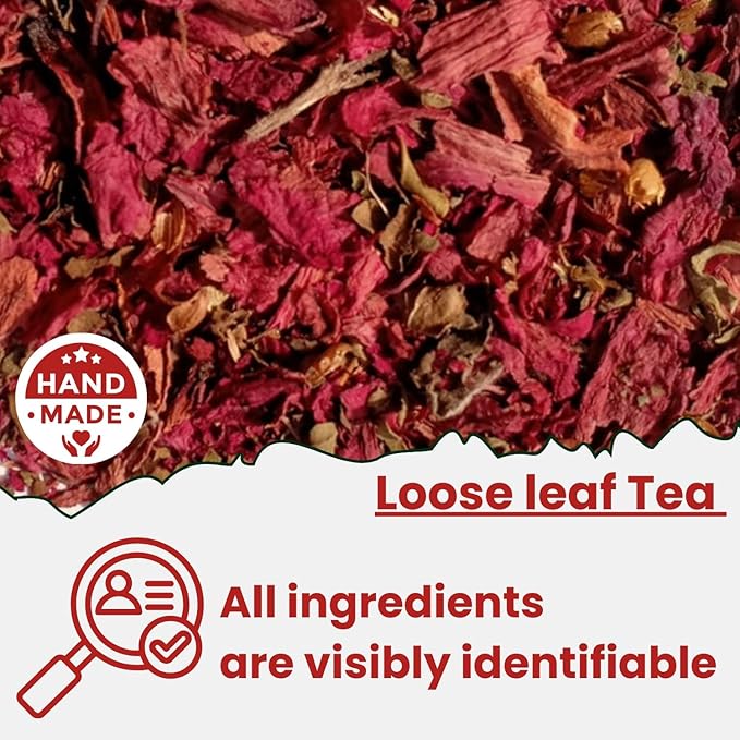 KRIHAN Organic Rhododendron Herbal Tea - 50+ Count Loose Leaf Herbal Blend with Tulsi Buransh Flower Antioxidant-Rich Caffeine Free Wellness Collection | 3.52 Oz (100g)