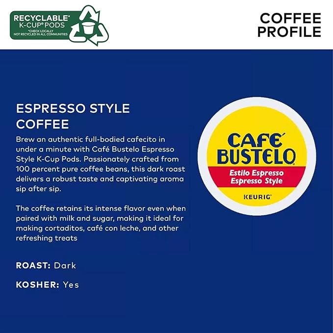 Cafe Bustelo Keurig Caf Bustelo Single Serve Pods Espresso Roast Classic Box Of 24 Pods Case Of 4 Boxes