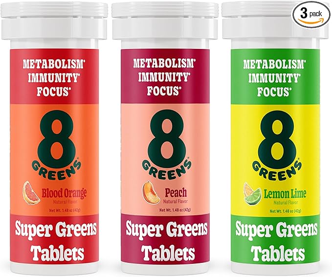 8Greens Supergreens Tablets | Super Greens Powder Superfood Tablet Metabolism Immunity &amp Focus Daily Greens Effervescent Tablets Organic: Aloe Vera Spirulina Chlorella Variety 30 Servings