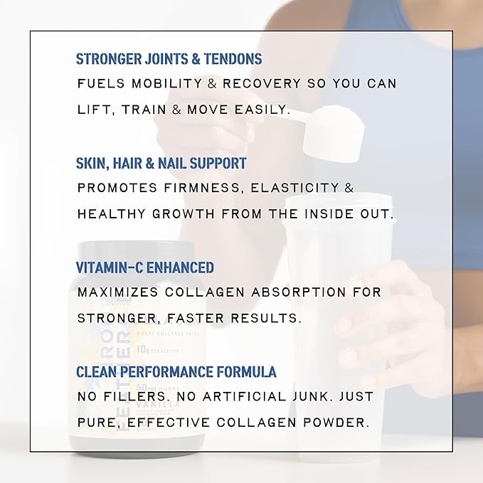 Iron Feather Collagen Powder | Vanilla | Multi-Collagen Protein with Vitamin C | Supports Joints Tendons Recovery Skin Hair and Nails | 10g Protein per Scoop | Clean and Functional Nutrition