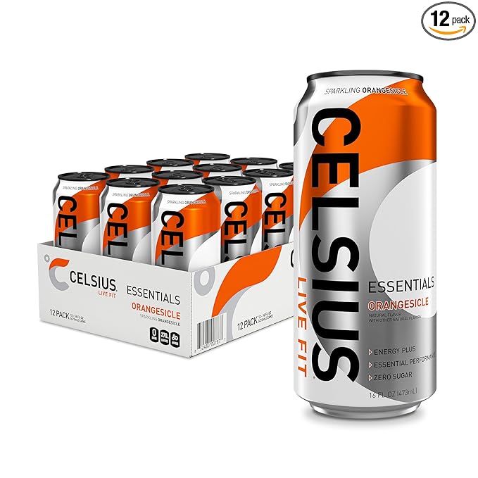 CELSIUS ESSENTIALS™ Sparkling Orangesicle Sugar Free Performance Energy Drink 16 Fl Oz (Pack of 12)