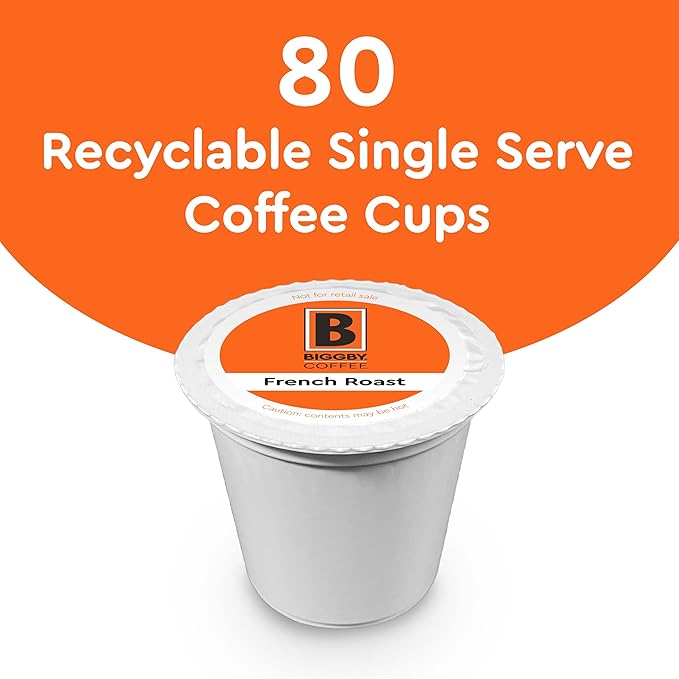 Biggby French Roast Single Serve Coffee Recyclable Plastic Cups 80 Count Box Dark Roast