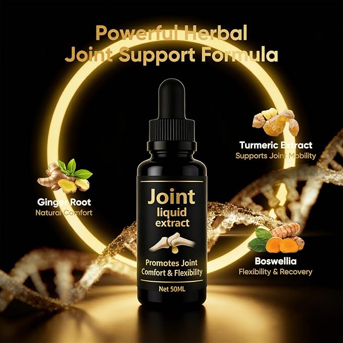 Joint Extract Liquid – Herbal Blend with Turmeric White Willow Bark Devil’s Claw &amp Ginger Root – Vegan Wild-Harvested Easy-Mix Dropper – 50ml