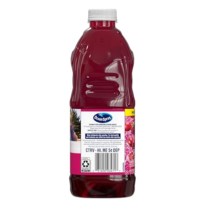 Ocean Spray® 100% Juice Cranberry Raspberry Juice Blend 64 Fl Oz Bottle (Pack of 8)