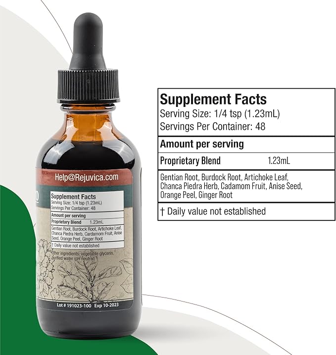 Rejuvica Health DigestaPro - Advanced Digestive Bitters Supplement - Liquid Delivery for Better Absorption - Gentian Artichoke Burdock Chanca Piedra Ginger &amp More!