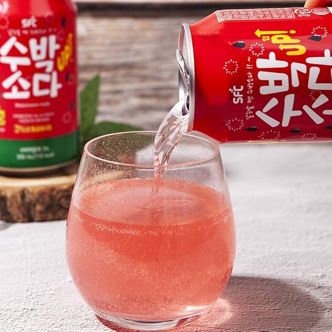 SFCbio Fizzy Sparkling Drink Sweet Watermelon Soda Up 3% of Real Korean Watermelon Juice (11.83oz * 24EA)