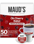 Maud's Cherry Flavored Coffee Pods 50 ct Medium Roast Flavored Coffee in Recyclable Single Serve Pods – 100% Arabica Beans Compatible with Keurig K Cups Maker