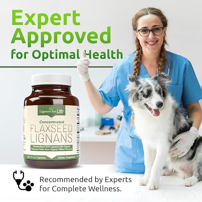 Lignans For Life Flaxseed Lignans for Dogs + SDG - Omega 3 Fatty Acids High Fiber Antioxidants Helps Improve Shiny Coat Digestive &amp Heart Health Lignans 35mg 90 Flaxseed Capsules 2 Pack