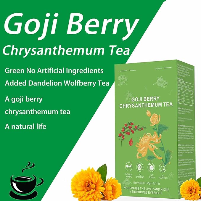 Goji Berry Chrysanthemum Tea Dandelion Wolfberry Tea for Liver Health Liver Detox Clear the Liver and Improve Eyesight 150g(1box15 Bags) (2)
