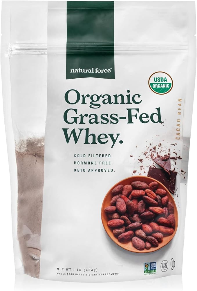 Natural Force Organic Clean Collagen Peptides Powder Unflavored 32 oz Whey Protein Powder – Chocolate 1 lb