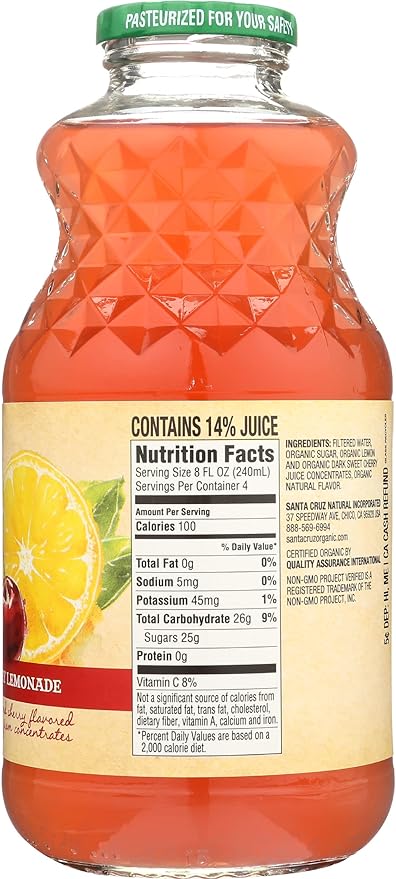 Smucker's Santa Cruz Cherry Lemonade Organic 32 oz