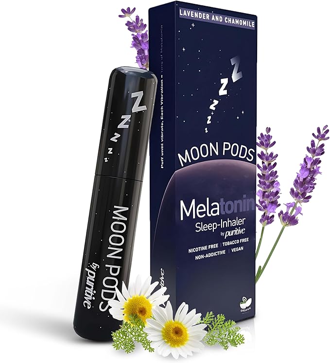Melatonin Diffuser for Sleep Support – Natural Sleep Aid &amp Stress Relief Diffuser – Nicotine-Free Non-Habit Forming – Reusable &amp Portable Melatonin Diffuser – Lavender &amp Chamomile Aroma