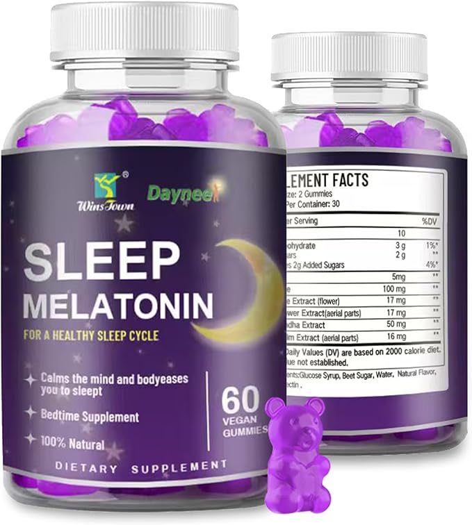 Melatonin Gummies 5mg for Sleep–Fall Asleep Faster &amp Wake Refreshed L-Theanine&ampHerbal Blend Vegan Sleep Aid Gummies for Adults 60 Count
