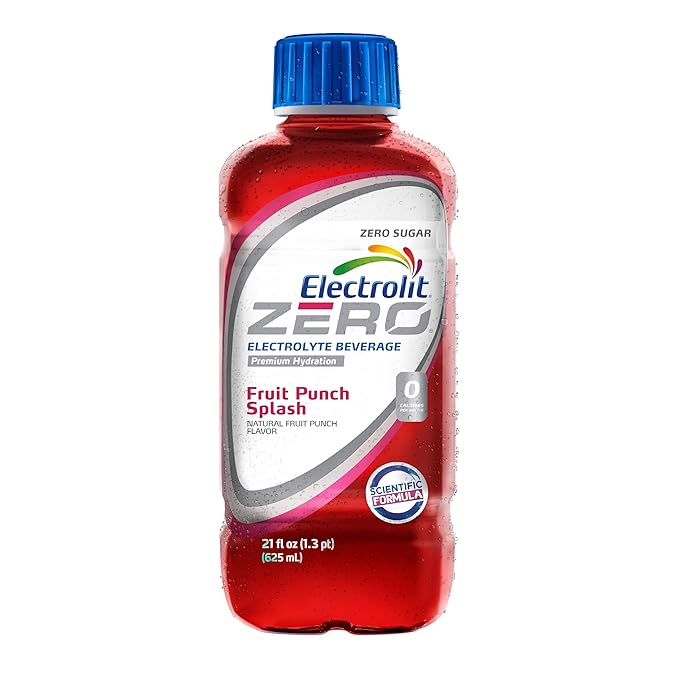 Electrolit Zero Electrolyte Beverage Fruit Punch Splash 21 Fl Oz bottle (Pack of 12)