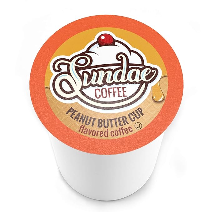 Sundae Ice Cream Flavored Coffee Pods Compatible with 2.0 Keurig K-Cup Brewer (Peanut Butter Cup) 48 Count