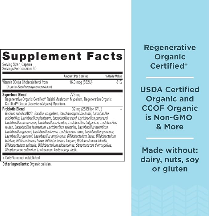 Ancient Nutrition Regenerative Organic Certified Probiotics for Women Probiotics Women’s Once Daily for Healthy Digestion and Immune System Function Support 25 Billion CFUs* Per Serving 30 Count