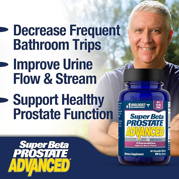 SUPER BETA PROSTATE Advanced Chewables - Prostate Support Supplement for Men's Health (120 Chews 2-Pack)