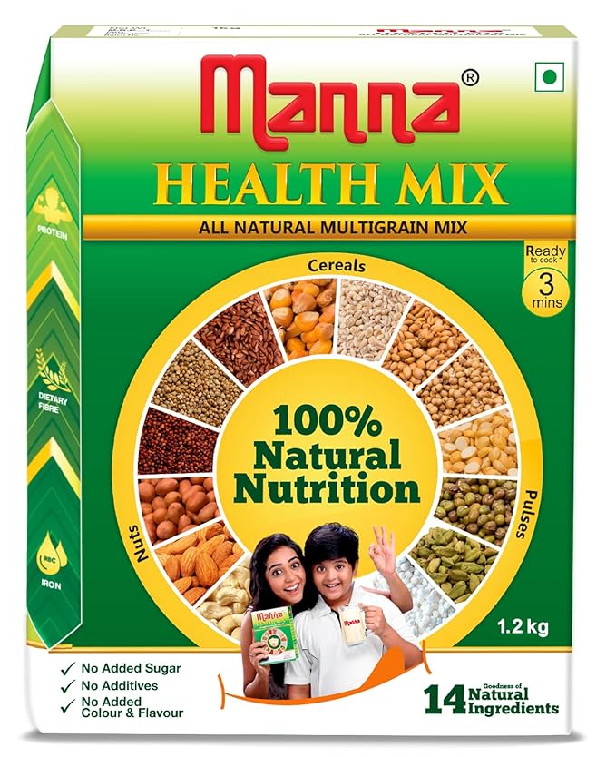 Manna Health Mix | 100% Natural Drink for Kids | 14 Natural Ingredients | Millets | Sathu Maavu | Porridge Mix | No Sugars &amp No Additives 907g / 2lb