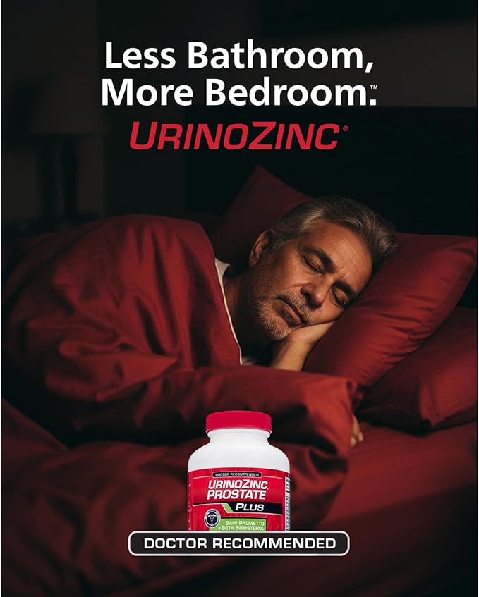 Urinozinc Plus - Prostate Supplement with Beta Sitosterol &amp Saw Palmetto – Reduce Frequent Urination Concerns &amp Support Your Prostate Health 180 Caplets