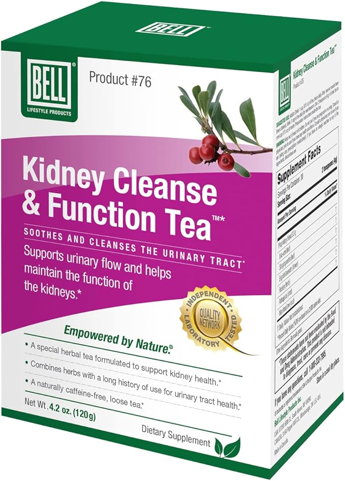 Kidney Cleanse &amp Function Tea™ by Bell Lifestyle Products | A special Herbal Tea formulated to help support Kidney Health for Men and Women - 1 Pack / 4.2 oz