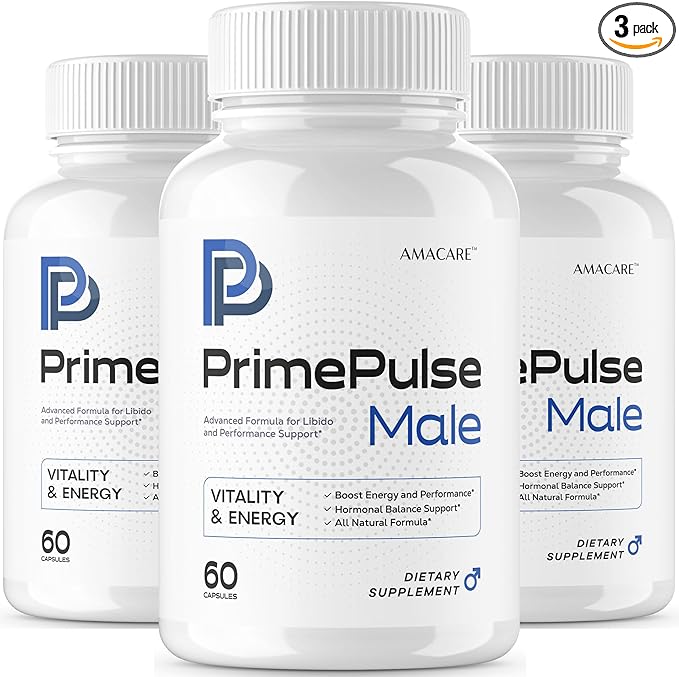 (3 Pack) Prime Pulse Male Pills – Advanced PrimePulse Capsules Formula Supplement Support Maximum Strength PrimePulse All Natural Vitamins Health and Wellness Reviews 180 Capsules for 3 Months