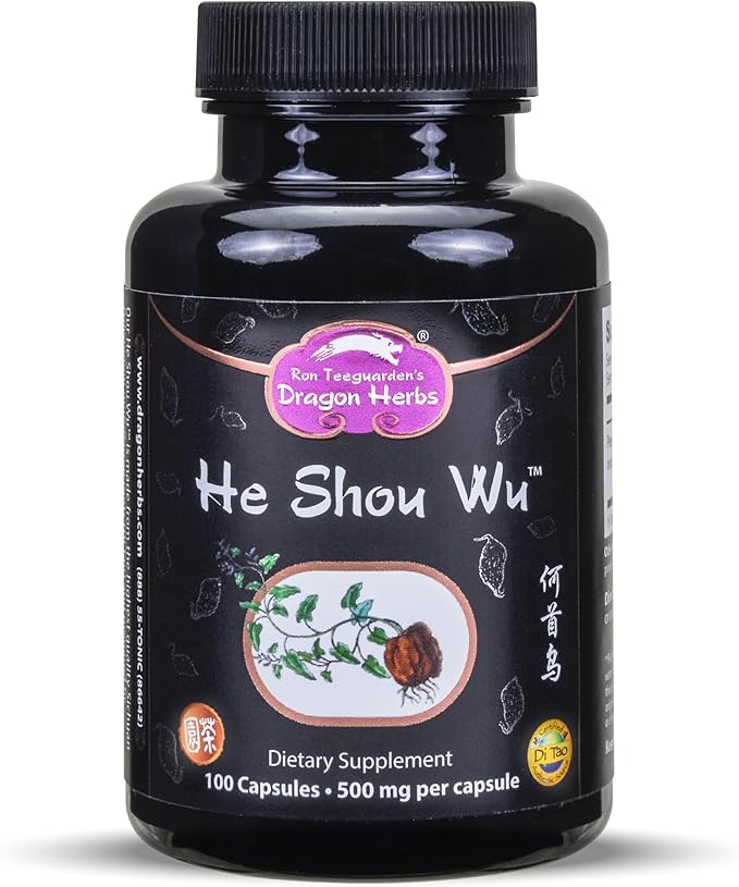 Dragon Herbs He Shou Wu | Prepared He Shou Wu Supplement to Support Energy Mood Immune Support Healthy Aging Hair | All Natural Ingredients Non-GMO (100 Capsules 500 mg Per Capsule