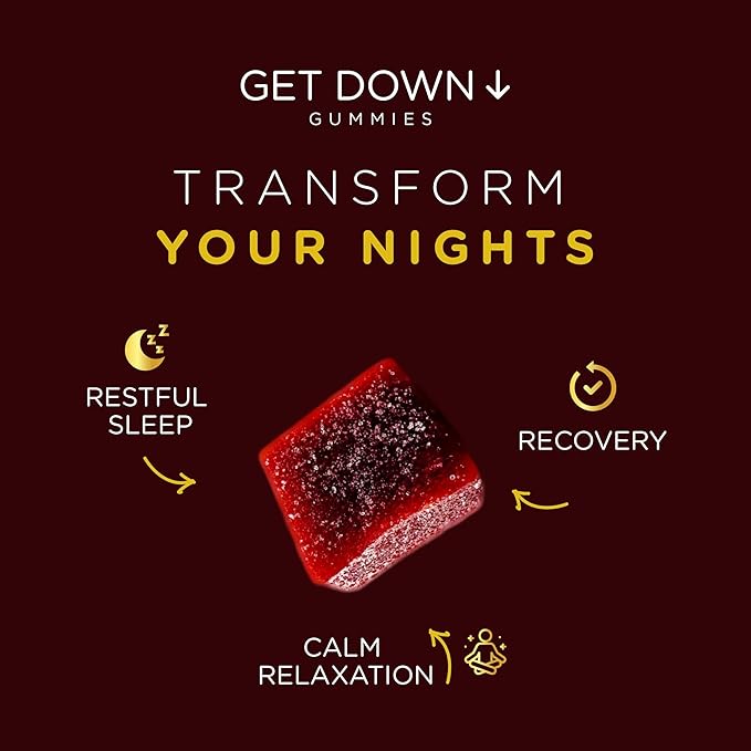 Mushroom Sleep Gummies Melatonin-Free Restful Sleep &amp Stress Relief Support with Reishi Tremella Turkey Tail Magnesium Chamomile Get Down Gummies - 30 Servings