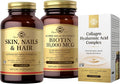 SOLGAR Hair Skin Nails &amp Collagen Bundle: Skin Nails &amp Hair Advanced MSM Formula 120 Tablets + Collagen Hyaluronic Acid Complex 30 Tablet + Biotin 10000 mcg 120 Capsules