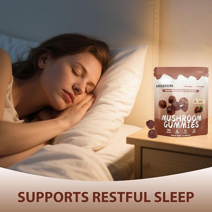 Mushroom Gummies 10-in-1 Adaptogenic Blend Vegan Coffee Flavor 60 Count | with Lion's Mane Reishi Chaga Shiitake &amp More