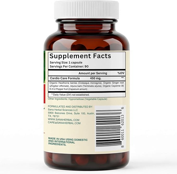 Artery Plaque Removal Formula | 4-Element All-Natural Supplement to Support Blood Pressure Healthy Cholesterol and Heart Rhythm | 90 Easy-to-Swallow Capsules | by Sana Herbal