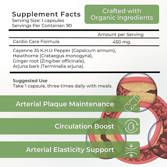 Artery Plaque Removal Formula | 4-Element All-Natural Supplement to Support Blood Pressure Healthy Cholesterol and Heart Rhythm | 90 Easy-to-Swallow Capsules | by Sana Herbal