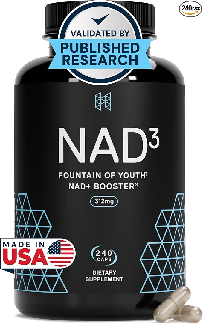 HPN NAD3 Clinical NAD+ Booster Cellular Health &amp Natural Energy - NAD Supplement for Healthy Aging Metabolic Support NRF2 &amp Longevity Nicotinamide Riboside &amp NMN Alternative 240ct 12